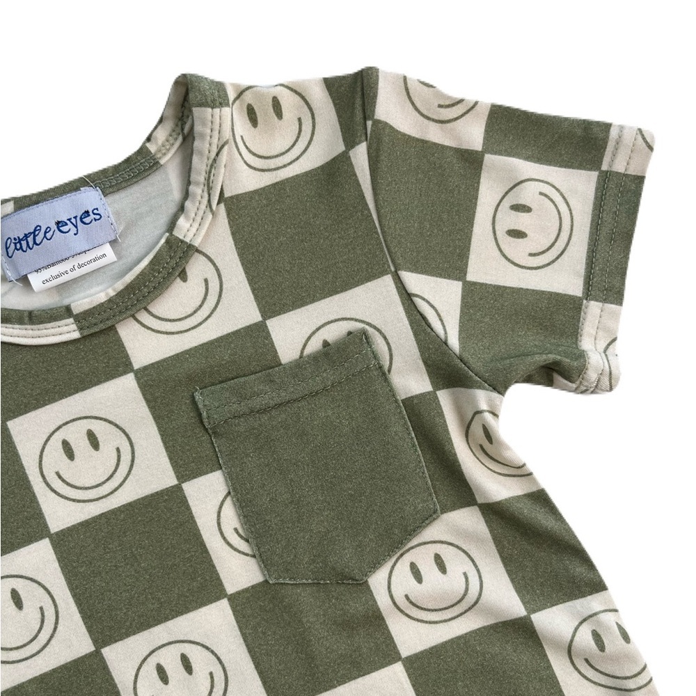 Little Eye Bamboo Smiles & Tiles Pocket T-Shirt & Drawstring Shorts Set - Picture 4 of 5